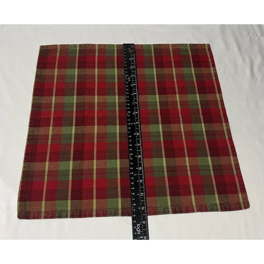 Set 3 vintage Christmas plaid napkins cotton Park designs Holiday Square LN - Picture 4 of 5